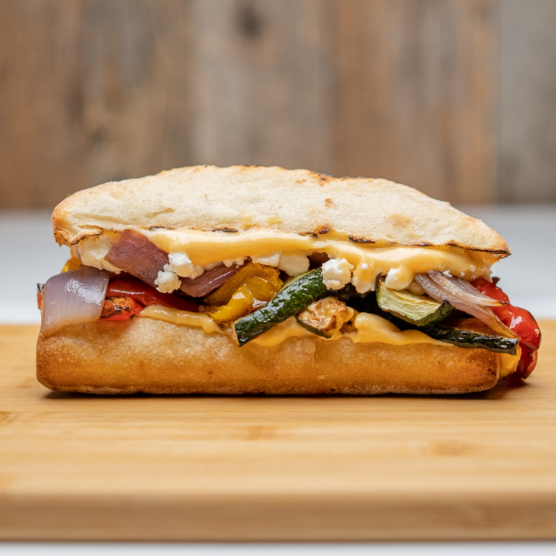 Edgy Veggie - Roasted vegetables on a toasted ciabatta with cris...